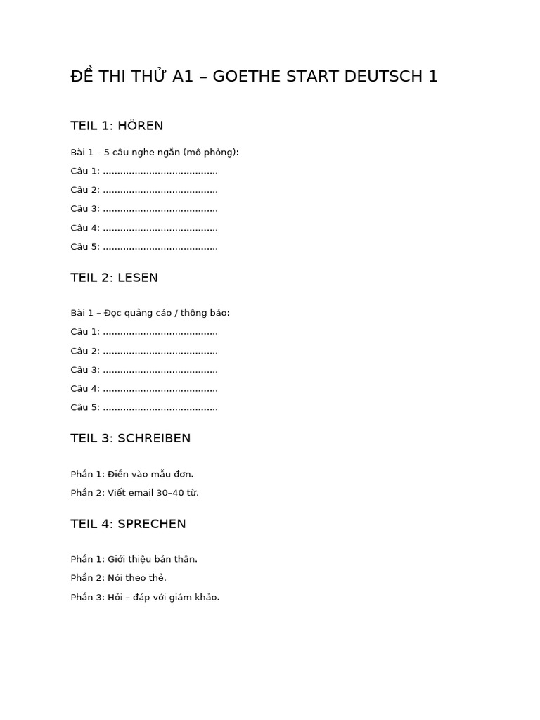 De Thi A1 Goethe | PDF