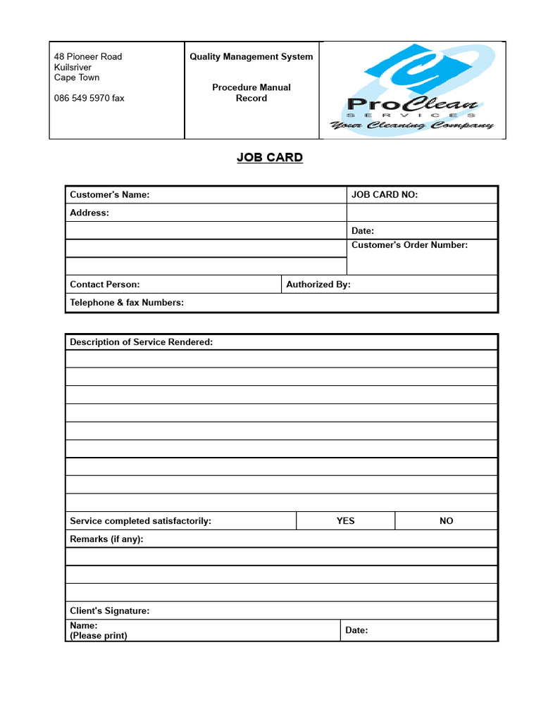 _Job Card | PDF