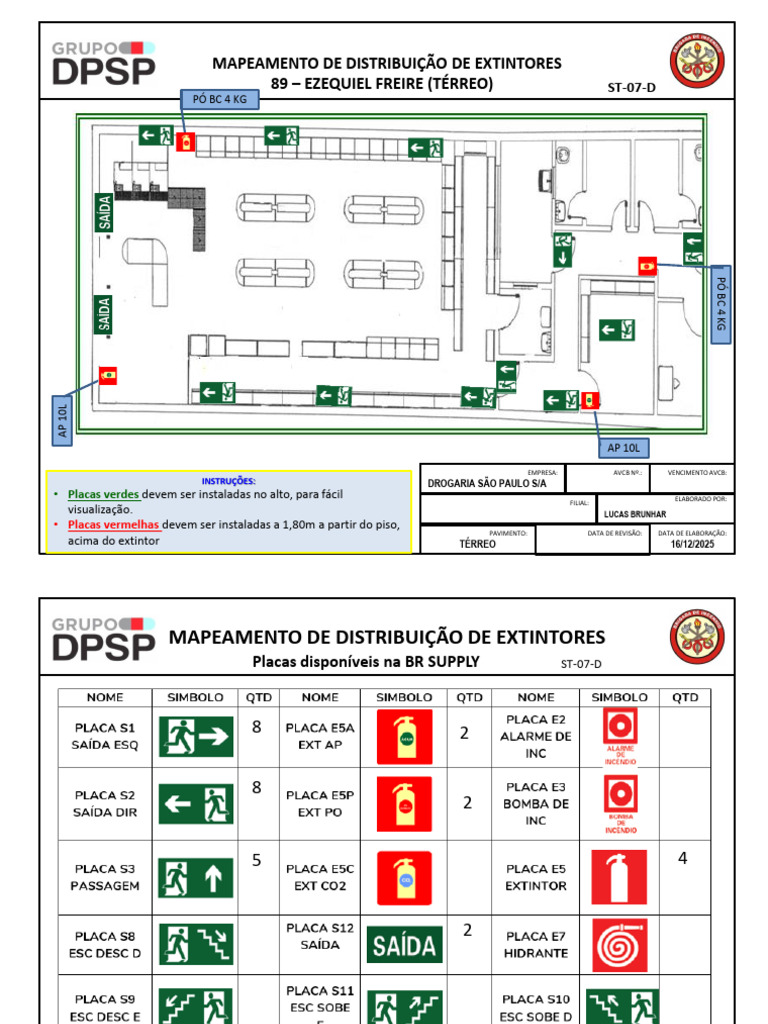 89 - Mapa de Distribuição Dos Extintores e Rota de Fuga | PDF ...