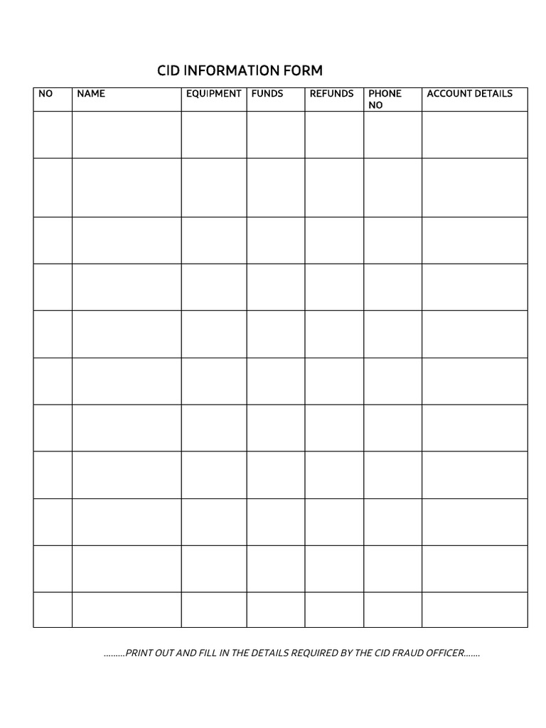 Cid Info Form 02 | PDF
