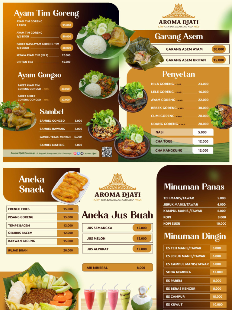1. Menu Aroma Djati New | PDF