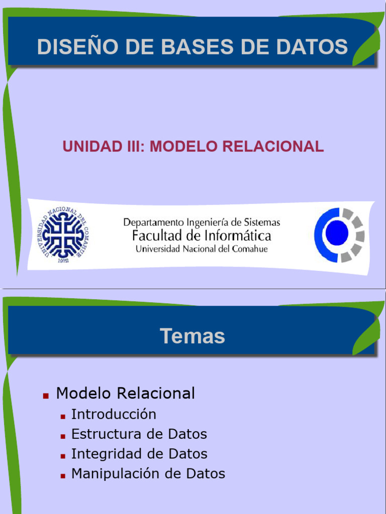 Unidad3 Modelo Relacional | PDF | Modelo relacional | Bases de datos
