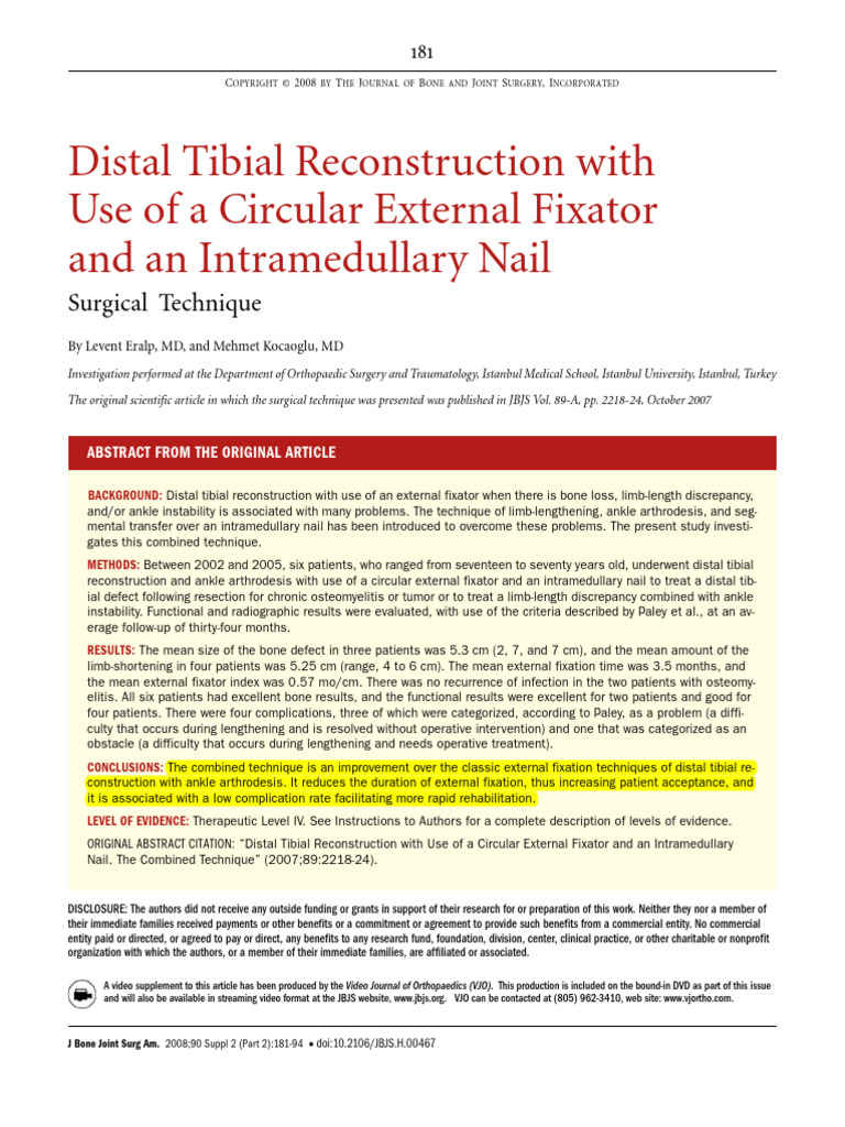 2008. Reconstrucción de La Tibia Distal Con Fix Ext Circular y Clavo ...