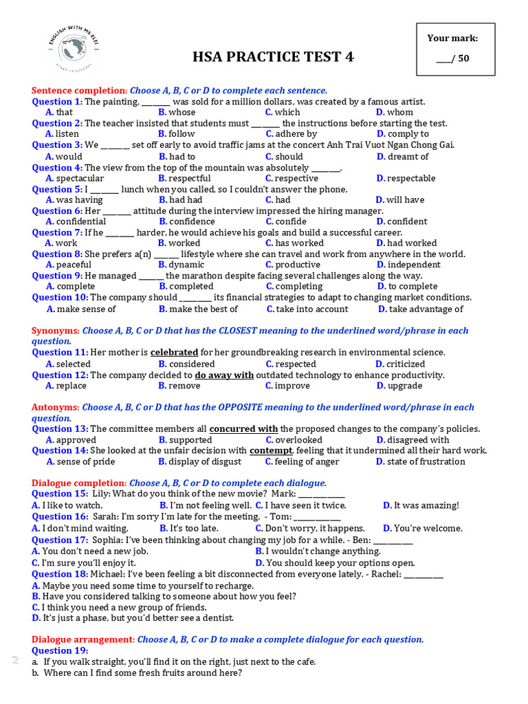 HSA 4 11 FULL ĐỀ | PDF