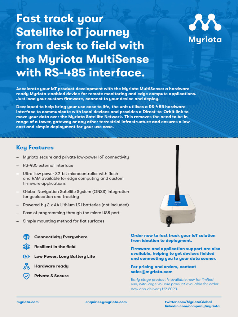 Myriota MultiSense RS-485 Brochure | PDF