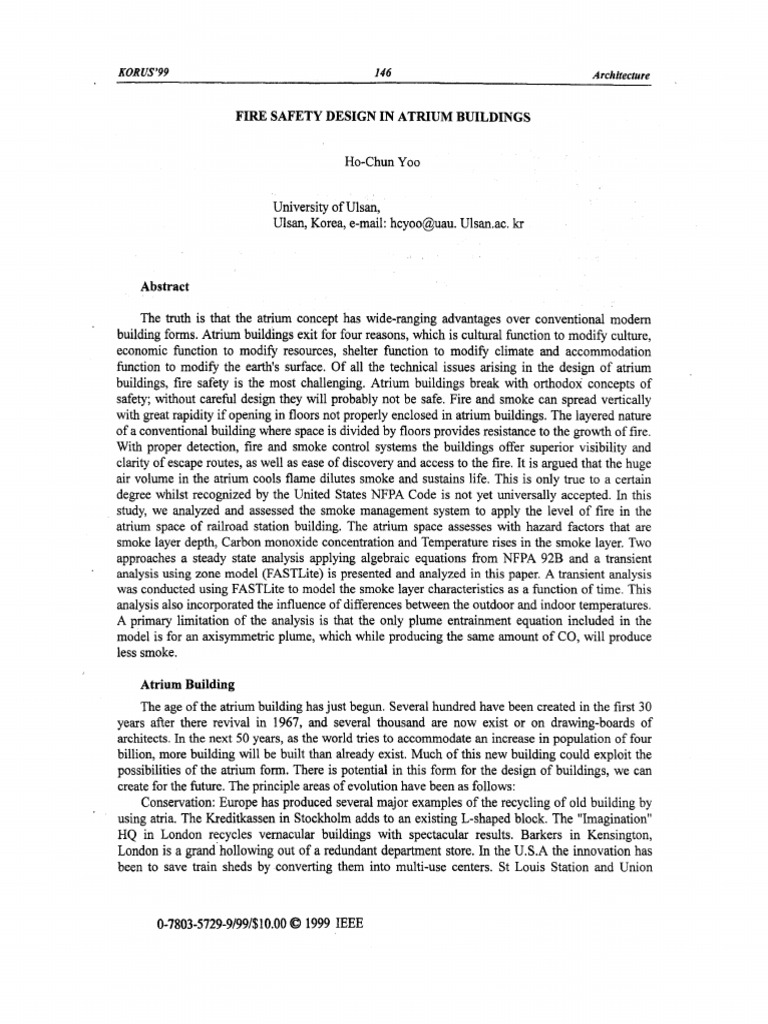 Fire Safety Design in Atrium Buildings | PDF | Smoke | Mass