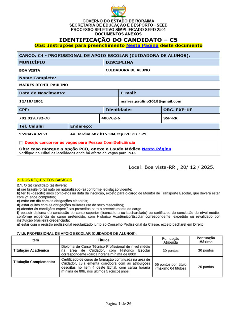 Pss C4-Maires Richil Paulino | PDF | Diploma de bacharel