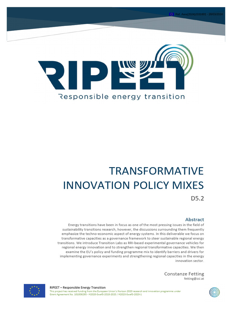 Transformative Innovation Policy Mixes - European Commission - 2024 ...