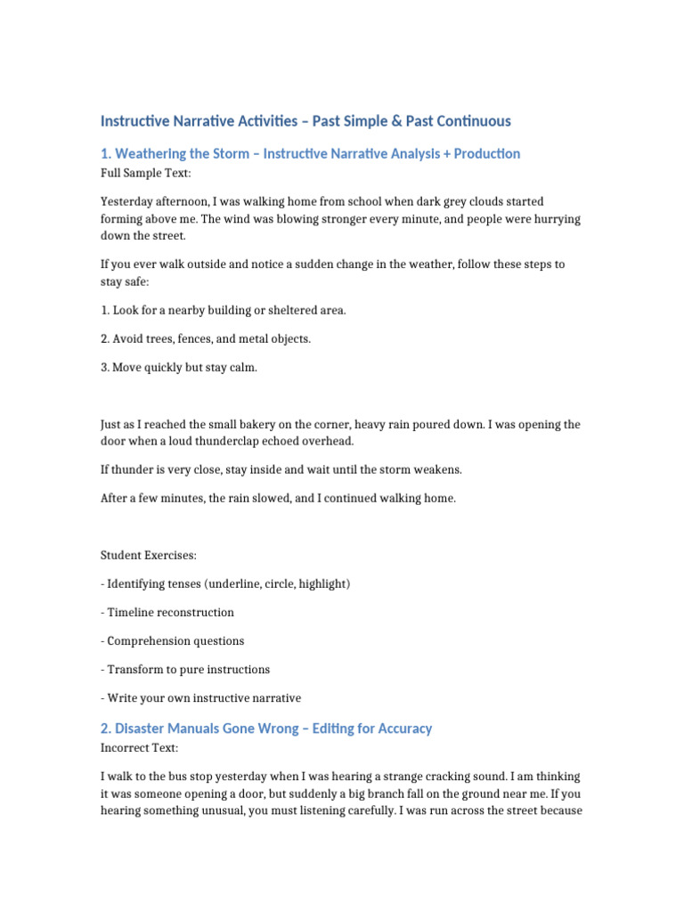 Instructive Narrative Activities | PDF