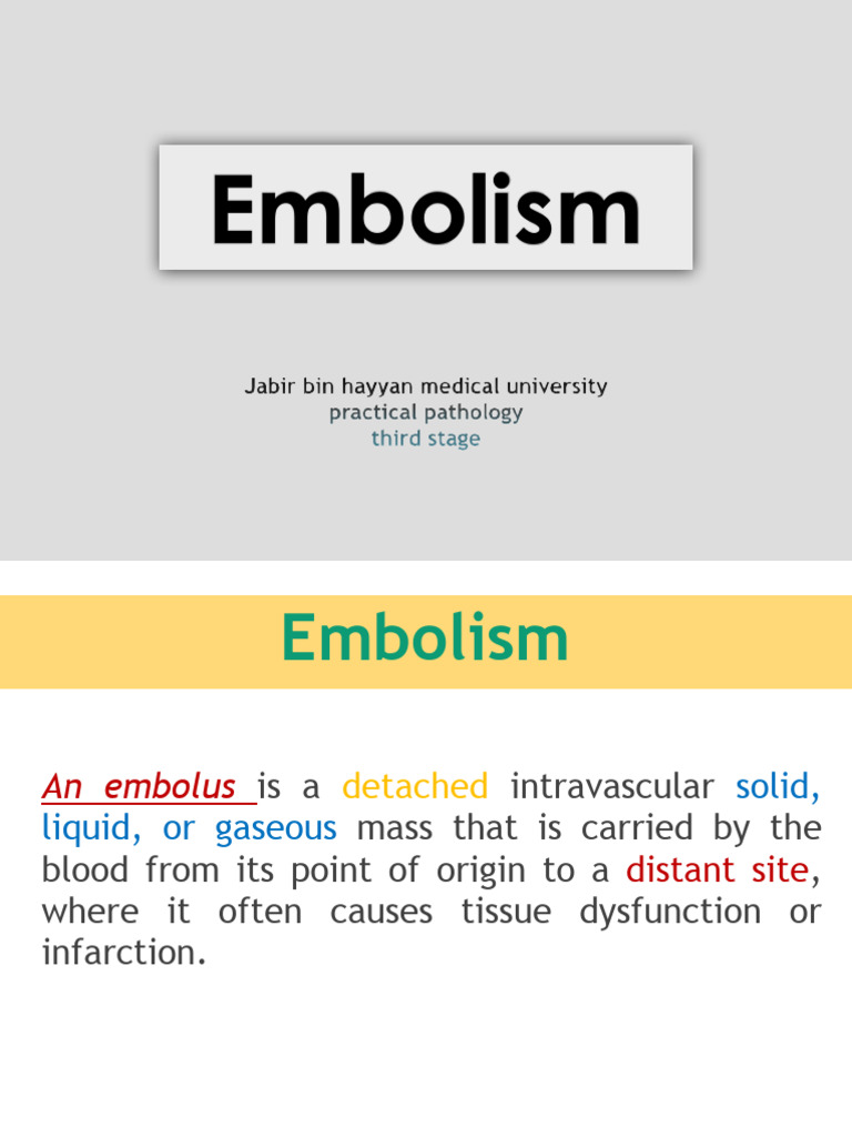 Hemodynamic 2 ( Embolism , Infarction ) | PDF | Embolism | Thrombosis