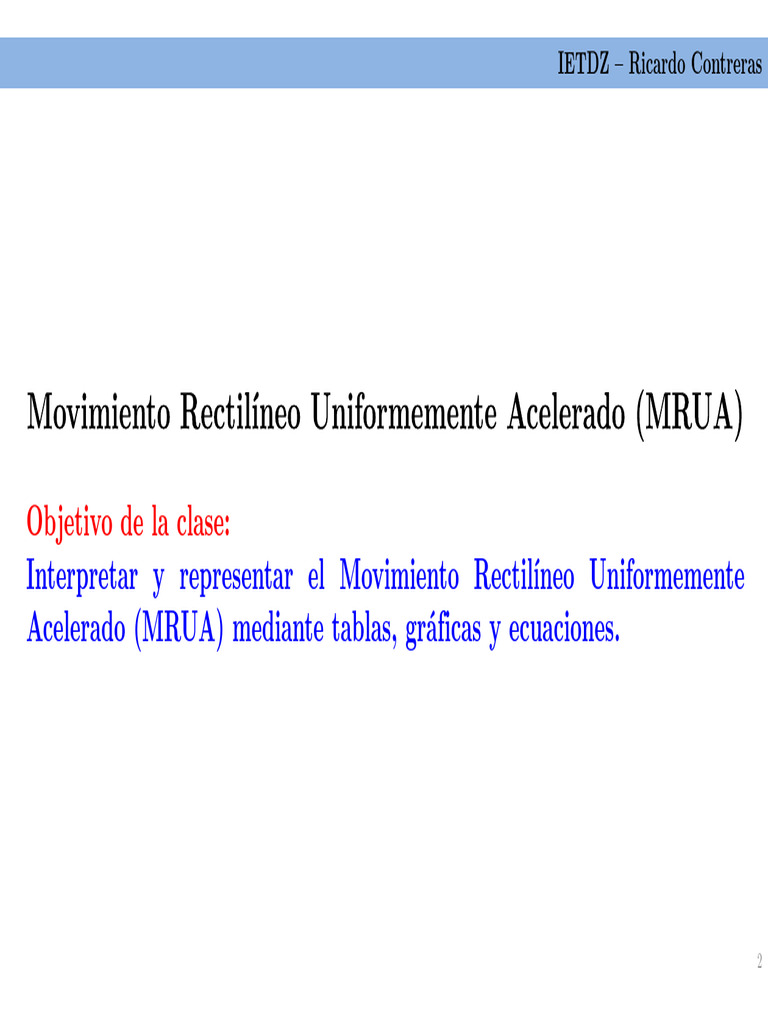 2026-03-02 Movimiento Rectilíneo Uniformemente Acelerado (Clase) | PDF ...