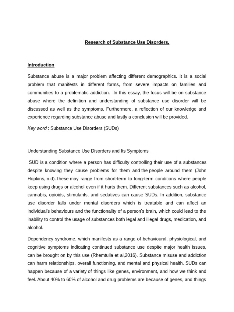 Research of Substance Use Disorders | PDF