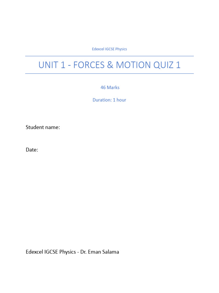 Unit 1 - Quiz 1 - 46 Marks + MS | PDF