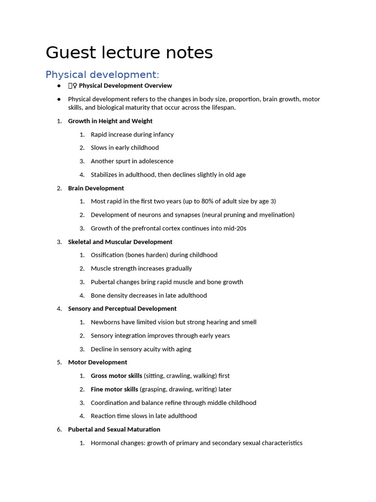 Guest Lecture Notes | PDF | Adolescence | Memory