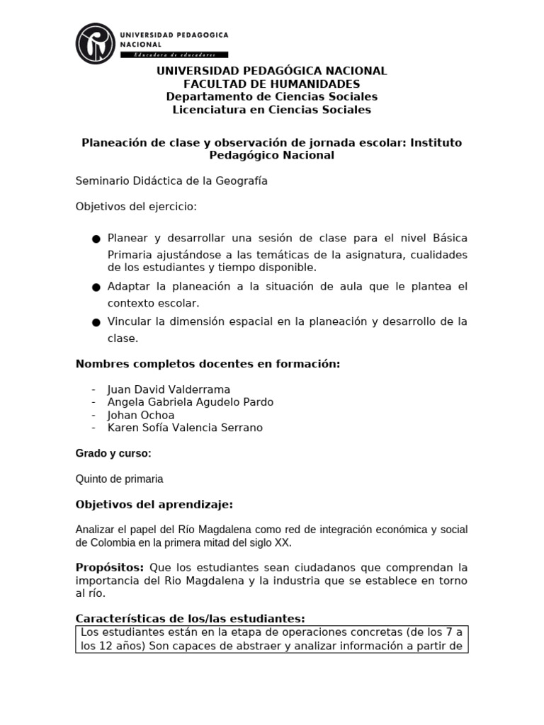 Planeación de Clase | PDF | Enseñando | Salón de clases