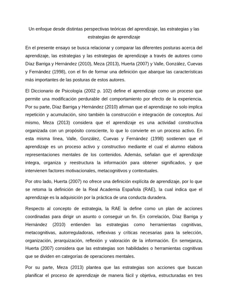 Un Enfoque Desde Distintas Perspectivas Teóricas Del Aprendizaje | PDF ...