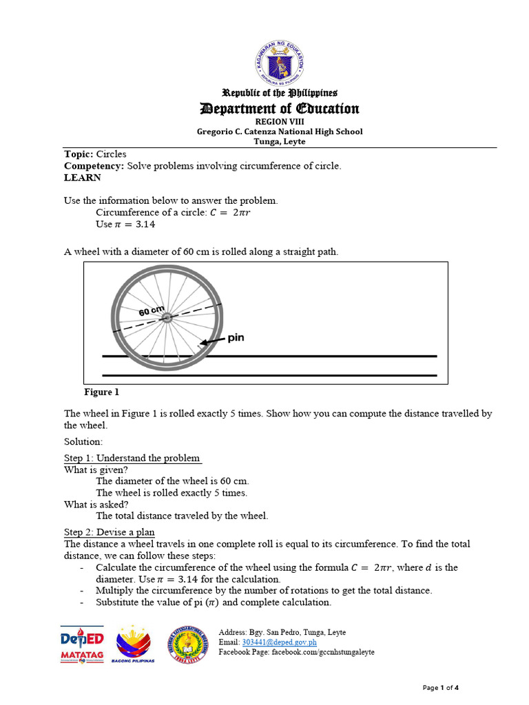 46 Solve Problems Involving Circumference of Circles | PDF | Circle | Pi