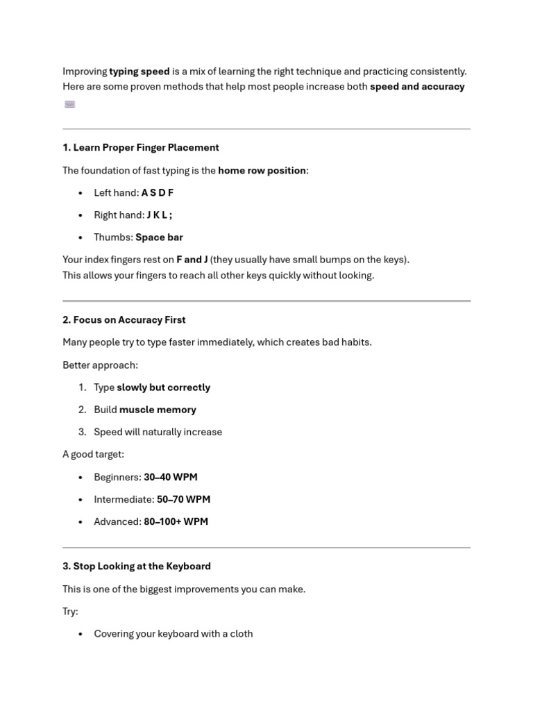 Improving Typing Speed | PDF | Text