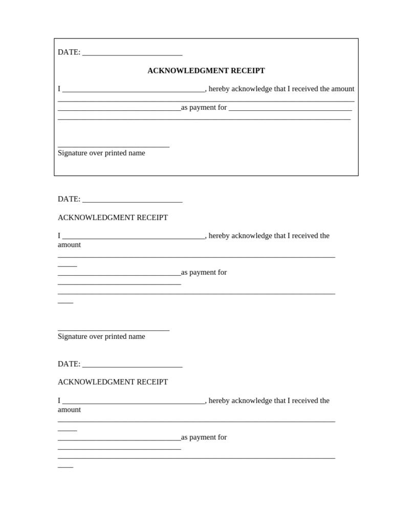 Acknowledgement Receipt | PDF | Receipt | Supply Chain Management