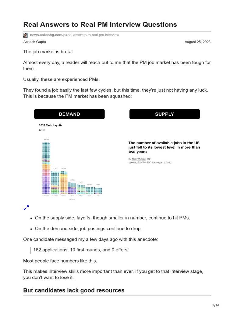Real Answers To Real PM Interview Questions | PDF