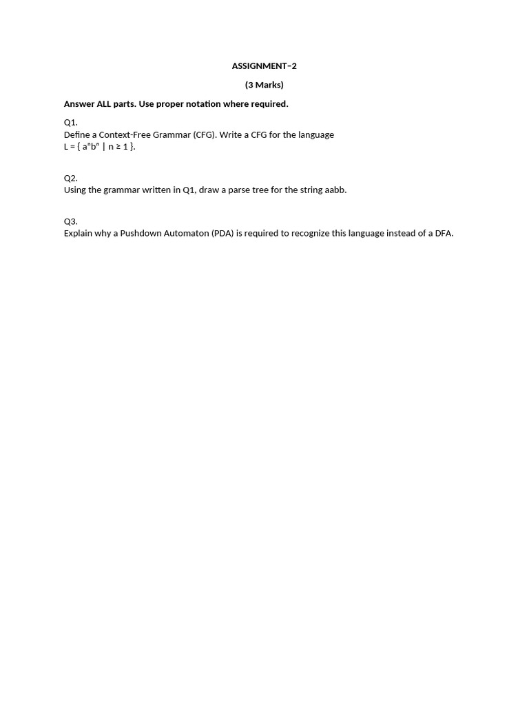 TOA Assignment 2 | PDF