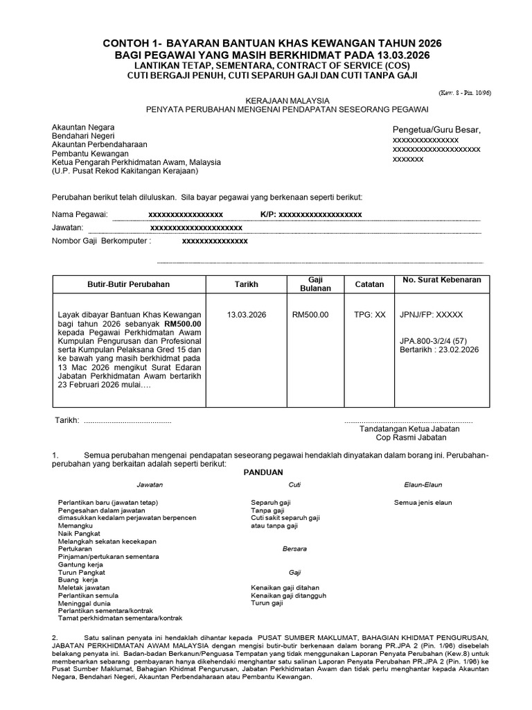 Contoh Kew.8 BKK 2026 | PDF