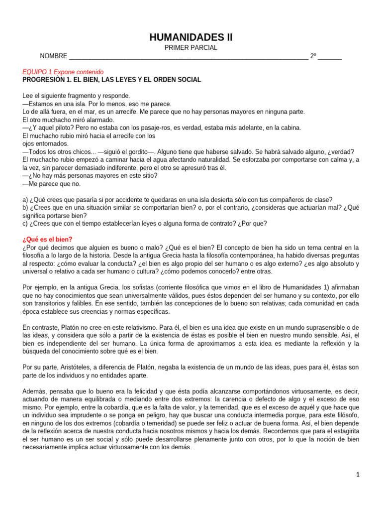 Humanidades | PDF | Moralidad | La Ley natural
