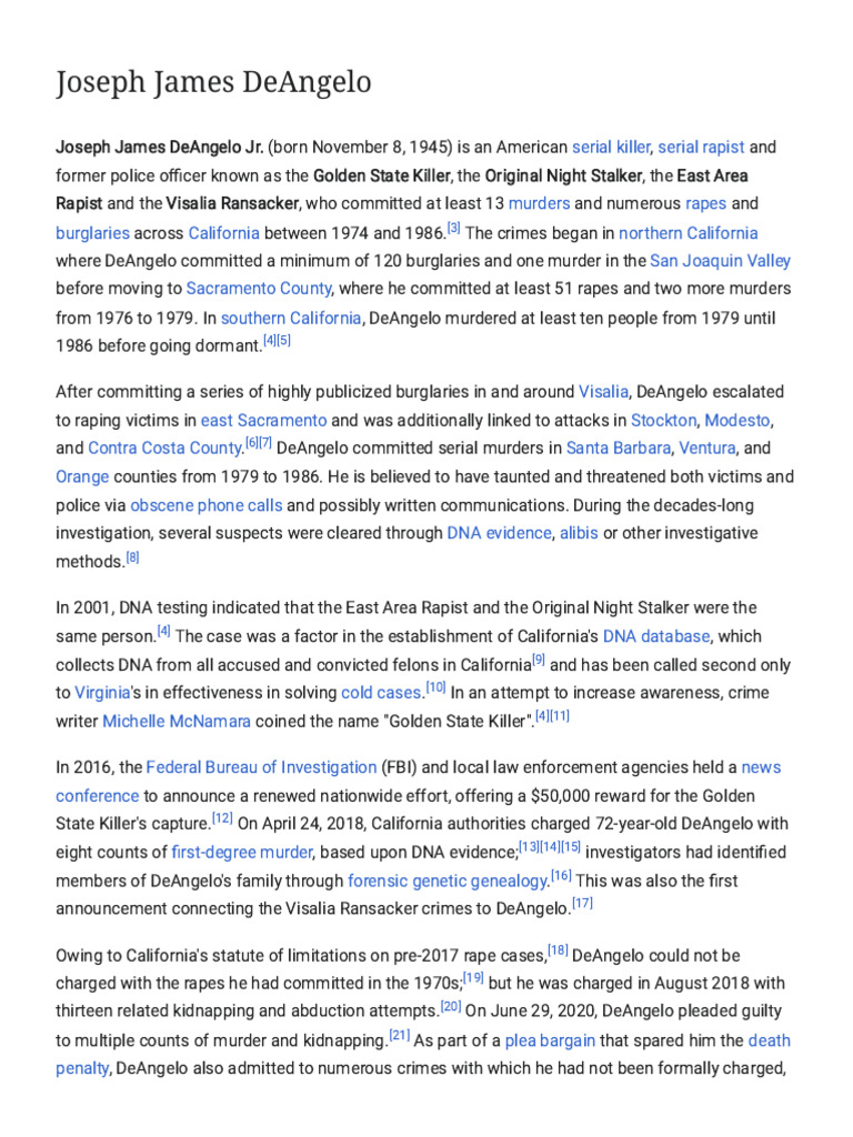 Joseph James DeAngelo - Wikipedia | PDF | Crimes | Crime & Violence