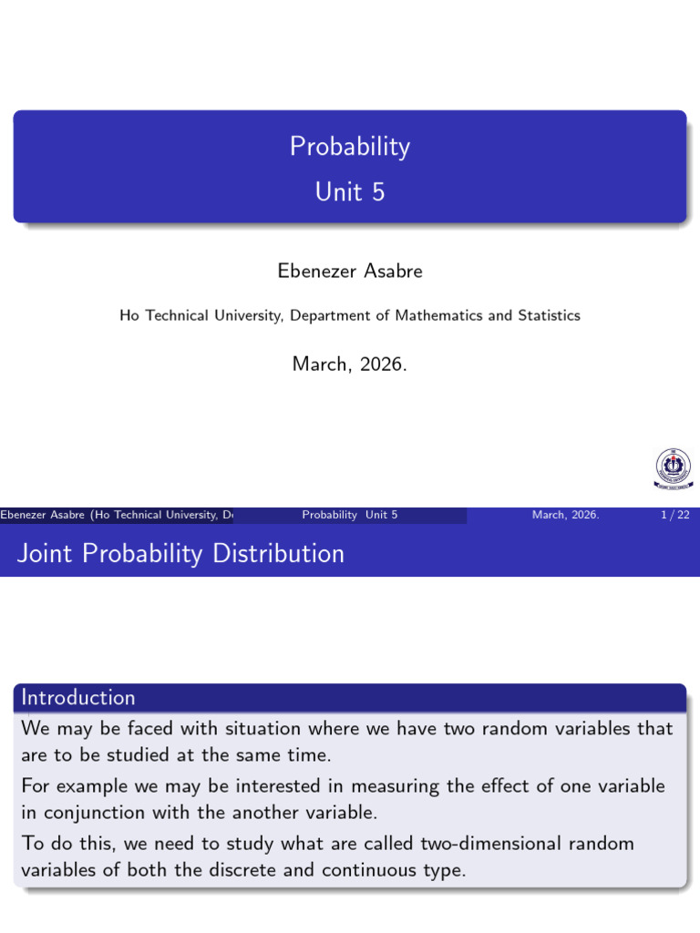 Unit 5 - Joint Probability Distributions | PDF | Probability ...