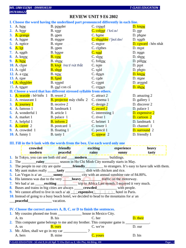 Review Unit 9 e6 2802 | PDF | Foods | Cuisine