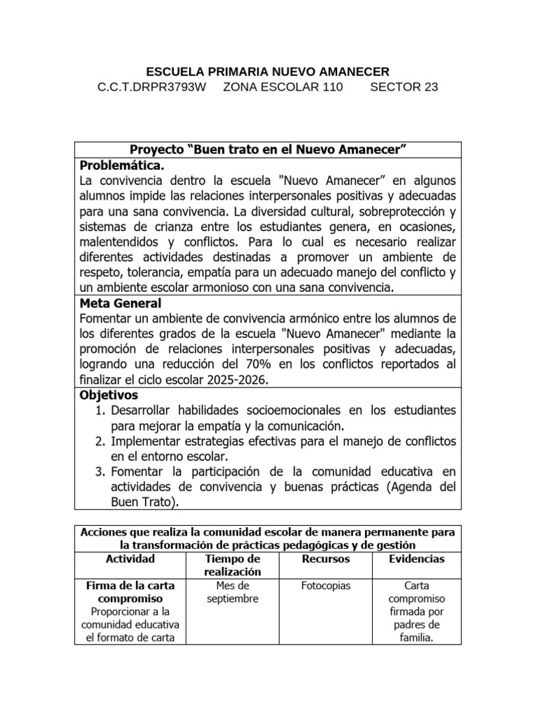 Plan de Convivencia Escolar 2024 | PDF | Salón de clases | Enseñando