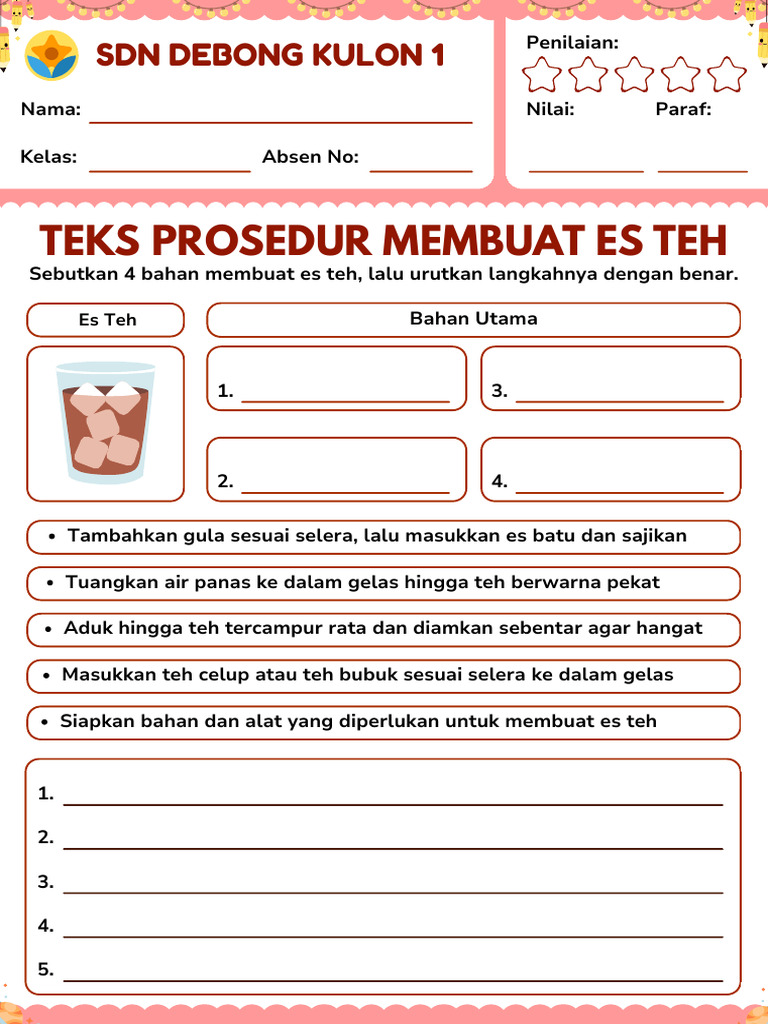Lembar Kerja Bahasa Indonesia Mengerjakan Teks Prosedur Dalam Gaya ...