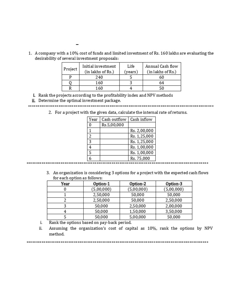 PM Questionbank | PDF | Net Present Value | Internal Rate Of Return
