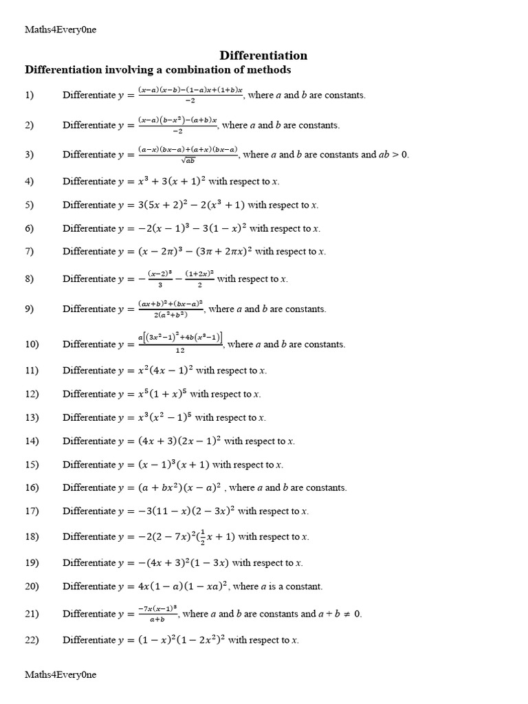 Differentiations Mixed Problems | PDF