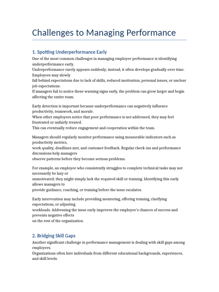 Challenges To Managing Performance | PDF | Performance Appraisal | Goal