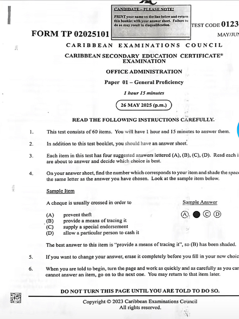 Office Admin - Paper 1 (2025) | PDF
