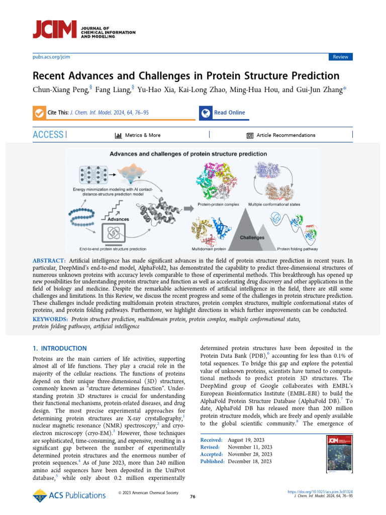 Recent Advances and Challenges in Protein Structure Prediction | PDF ...