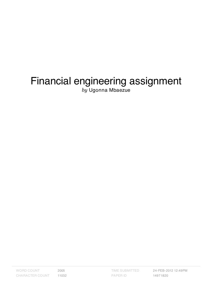 Financial Engineering Assignment | PDF | Internet | Business