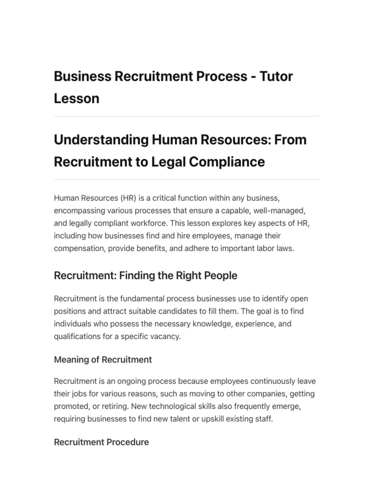 Studley AI - Business Recruitment Process - Tutor Lesson | PDF ...