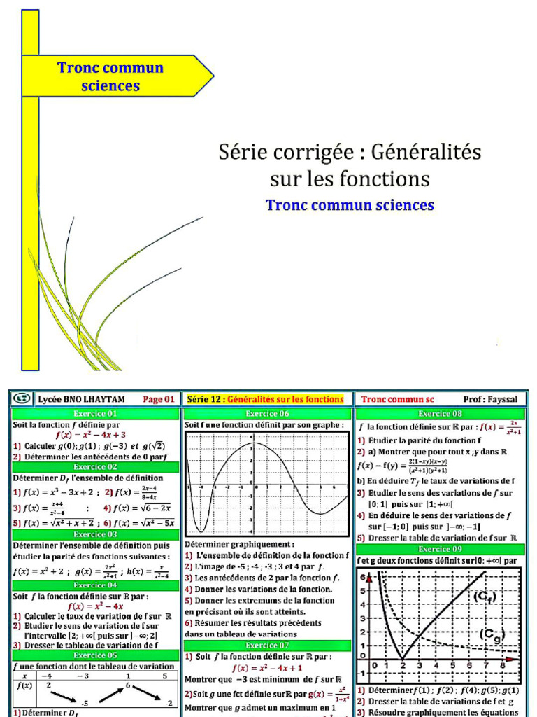 Exercices Les Fonctions Math TCSF | PDF