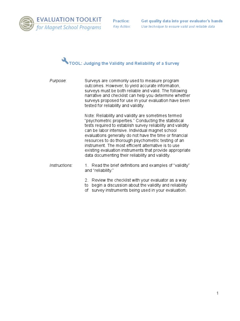 Validating Survey Reliability and Validity | PDF | Validity (Statistics ...