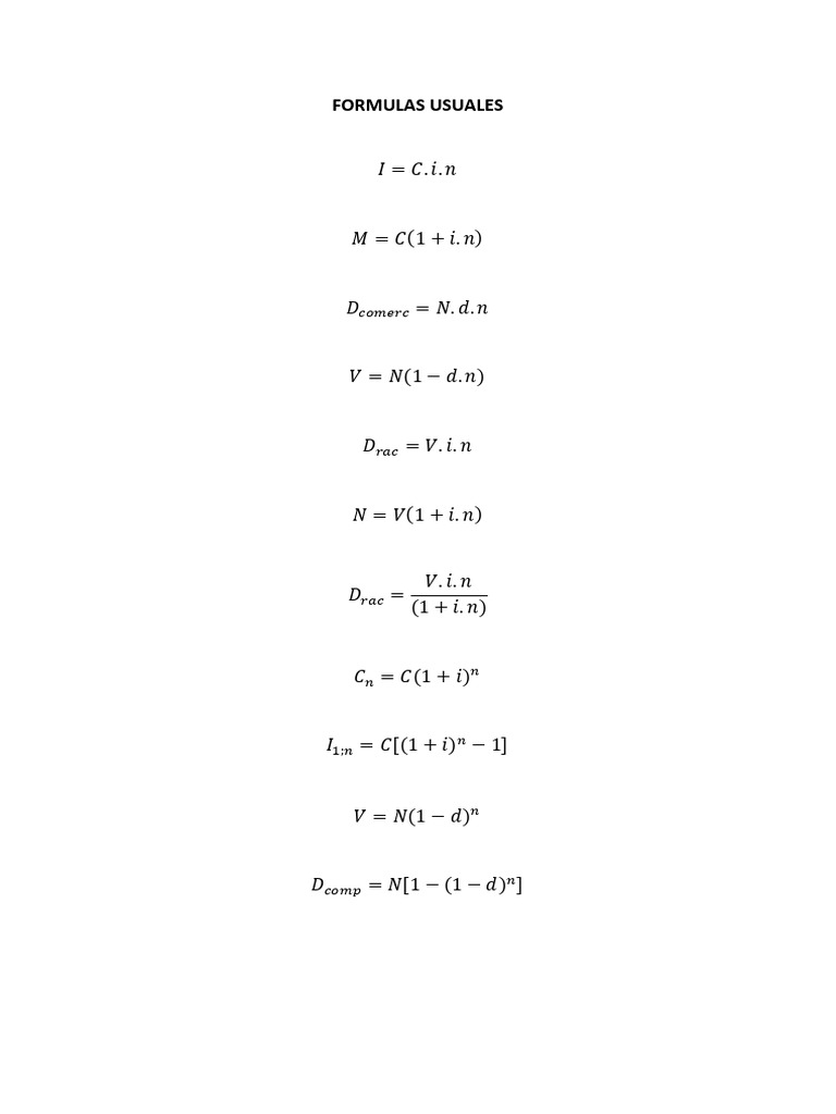 Formulas Usuales | PDF