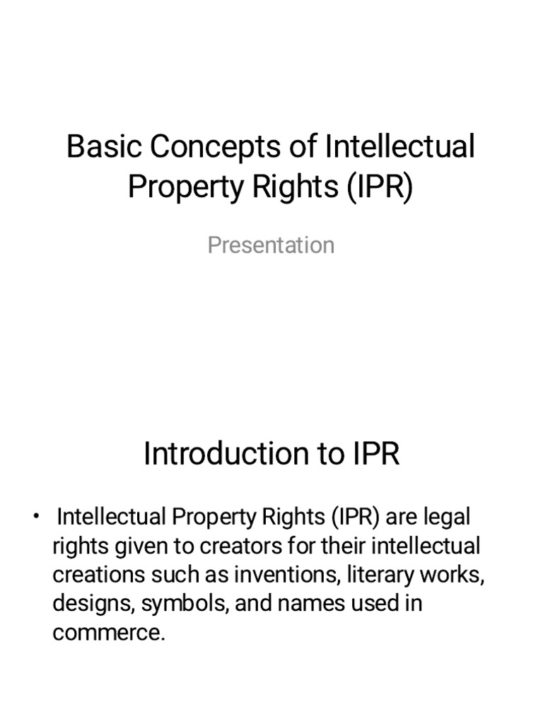 Basic Concepts IPR Presentation | PDF