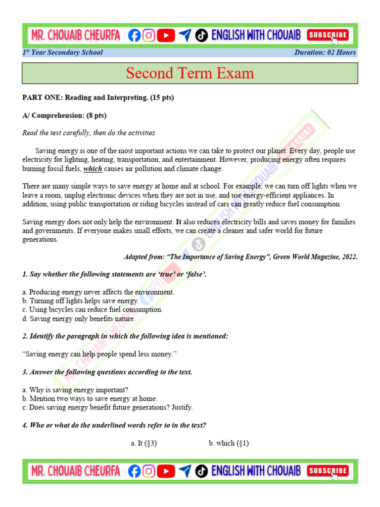 SE1 - Second Term Exam 04 - | PDF | Efficient Energy Use | Natural ...