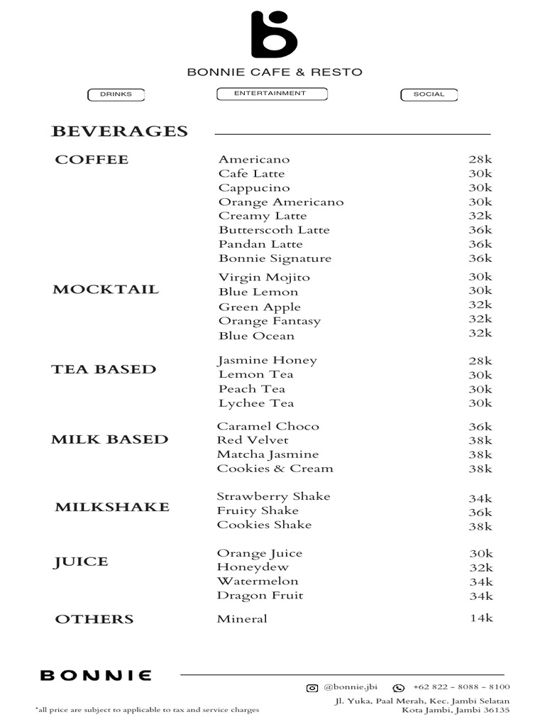 Menu Bonnie Updated | PDF | Indonesian Cuisine | Sauce
