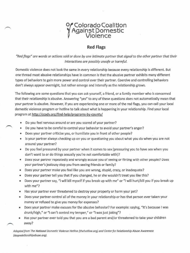 Red Flags for Abuse | PDF