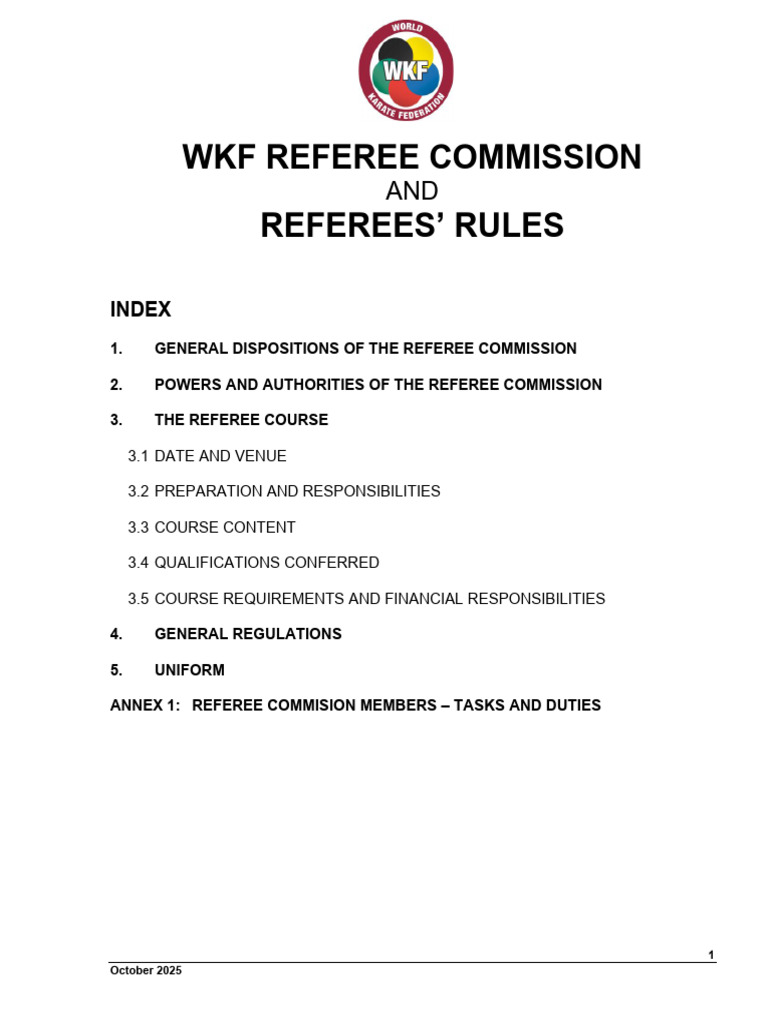 WKF_Referee_Rules_2025 | PDF | Karate | Referee