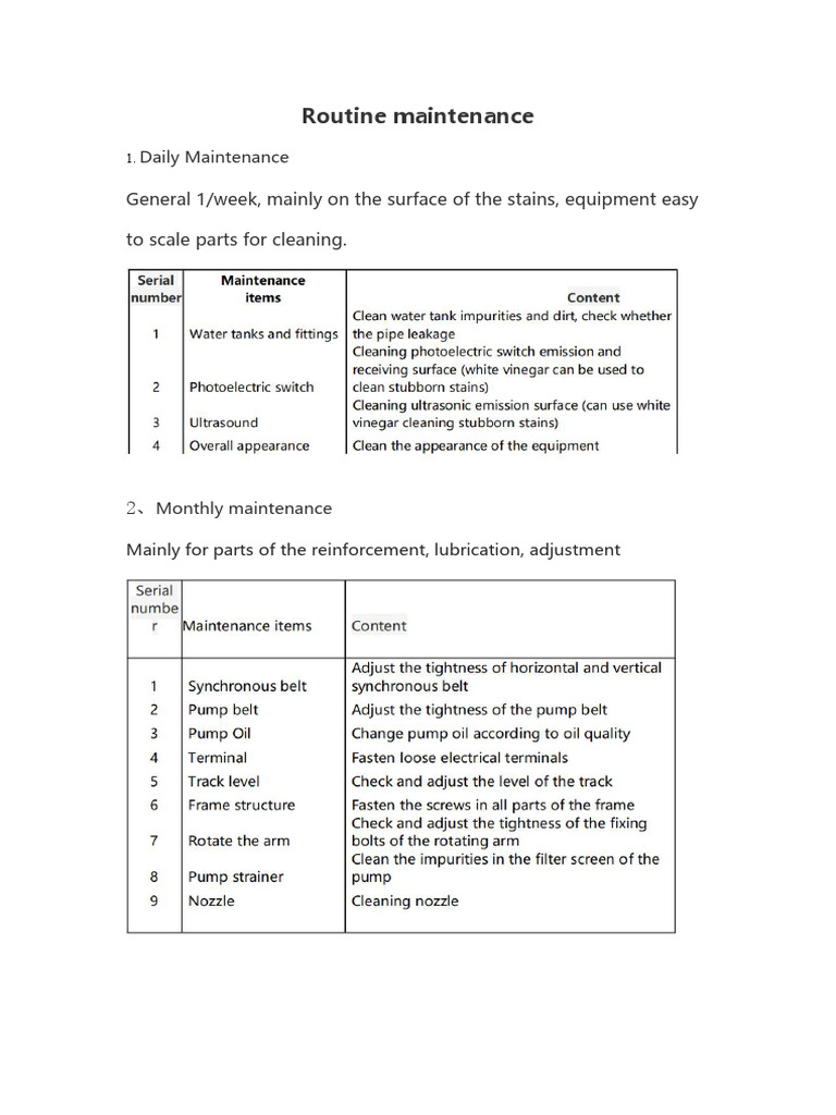 Routine Maintenance | PDF