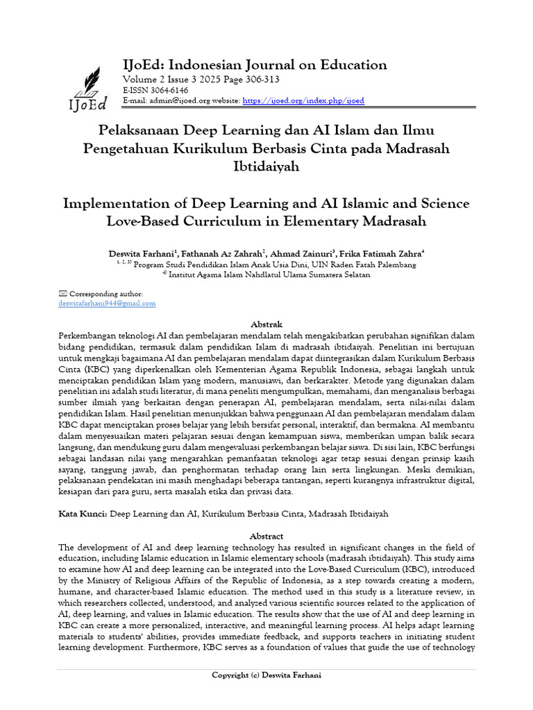 Volume 2 Issue 3 2025 Page 306-313: E-ISSN 3064-6146 | PDF