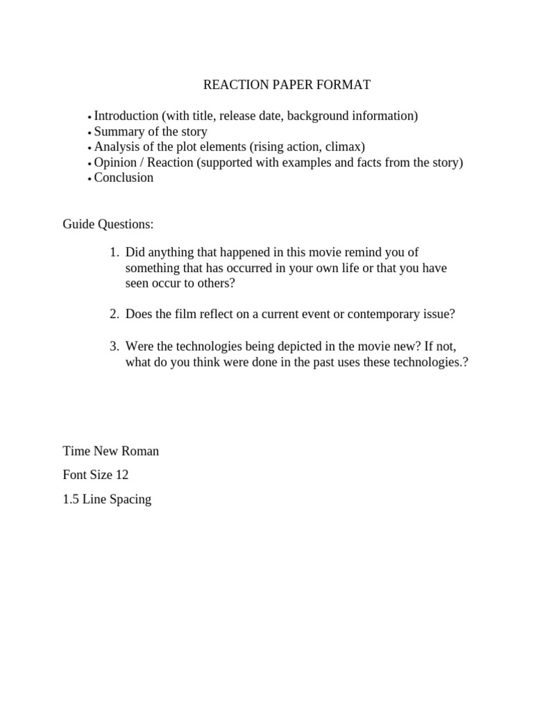 Reaction Paper Format | PDF